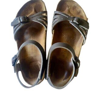 Birkenstock Bali Gray Leather Size 39 Euro 8 8.5 USA